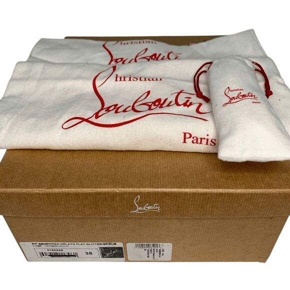 Christian Louboutin Bip Bip Orlato Glitter EU 38 US 8 High Top Lace Up Sneakers - Picture 12 of 12